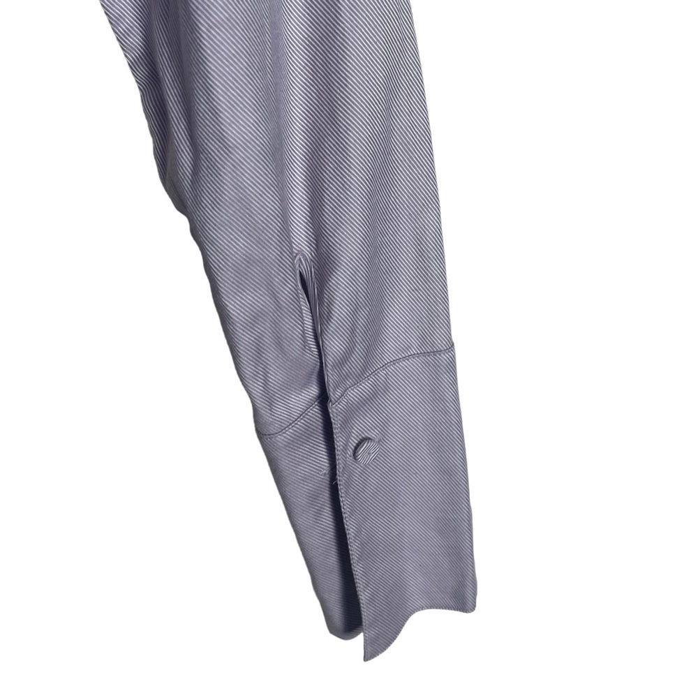 Ann Taylor Balletcore Lavender Pinstripes Wrap Top Long Sleeves Size 8 - Picture 4 of 11